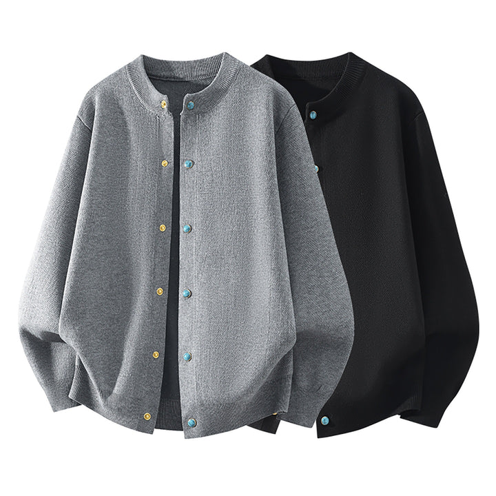 Unisex Oversize Strick‑Bomberjacke mit Druckknopfleiste, geripptem Bund & weicher Waffelstruktur Drune