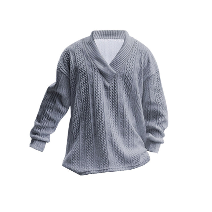 Herren nan Oversize Zopfmuster-Longpullover mit tiefem V-Ausschnitt und passender Strickhose Drune