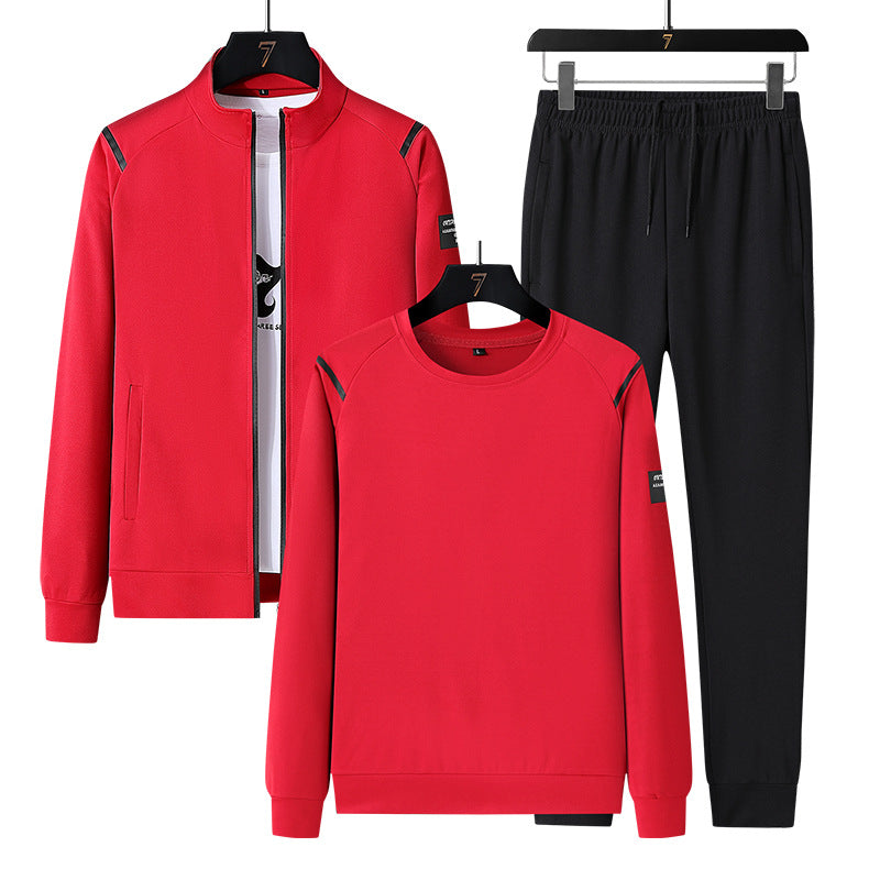 Herren Sportlicher Trainingsanzug-Set mit Reißverschlussjacke, Rundhalsausschnitt-Sweatshirt und Slim-Fit Jogginghose Drune