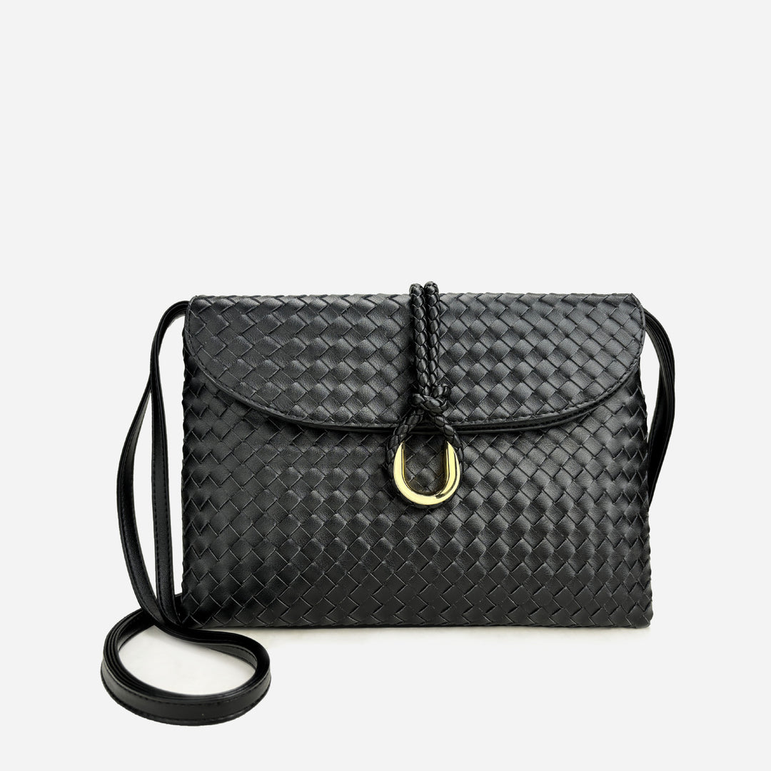 Damen handgewebte Leder-Clutch mit Distinktivverschluss Drune
