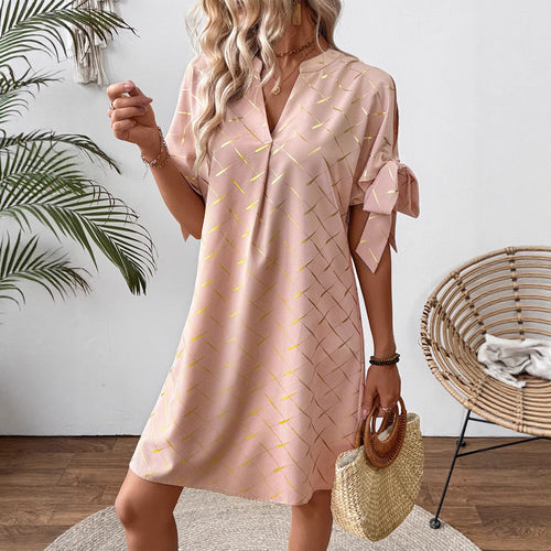 Damen lässiges Kleid mit leichten Puffärmeln Drune