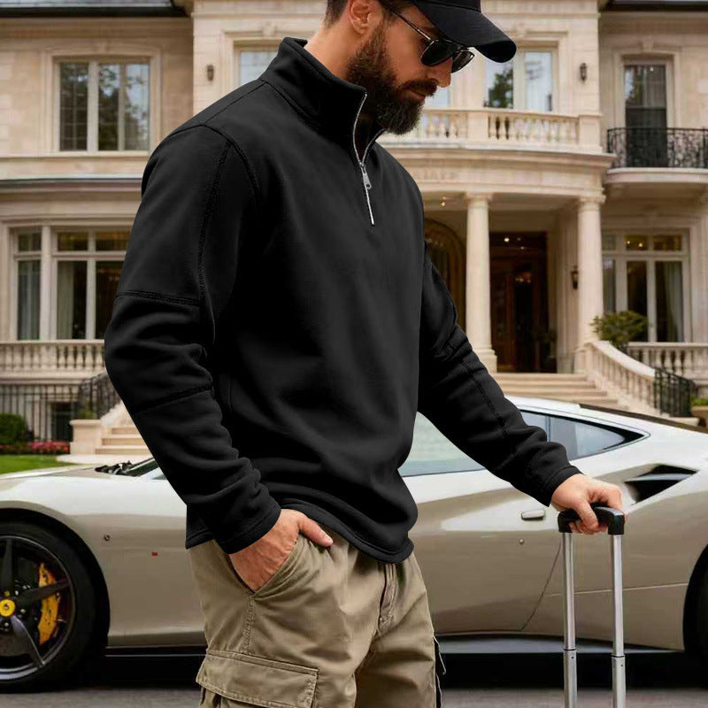 Herren Halbzip-Sweatshirt mit Stehkragen und markanten Nahtdetails Drune