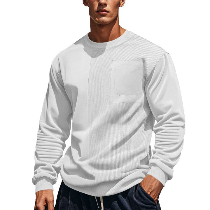 Herren Langärmeliges Struktur-Sweatshirt mit Brusttasche und Rippdetail Drune