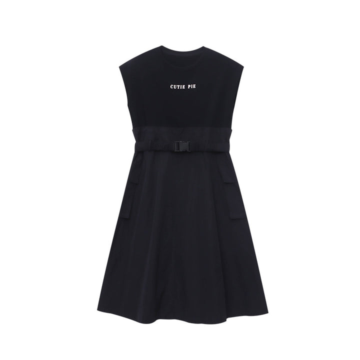 Damen Kleid mit modischem Gürtel und praktischen Taschen Drune