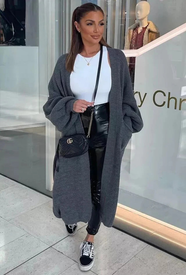 Damen Großer Strickcardigan mit offenem Schnitt und praktischen Taschen Drune