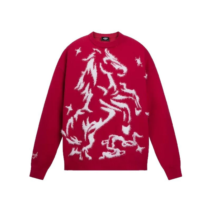 Damen Kuscheliger Oversized Pullover mit Einhornmotiv Drune