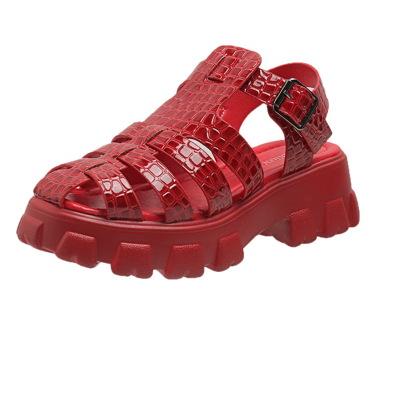 Damen Plateau-Sandalen mit trendigem Riemendesign und stabiler Gummisohle Drune