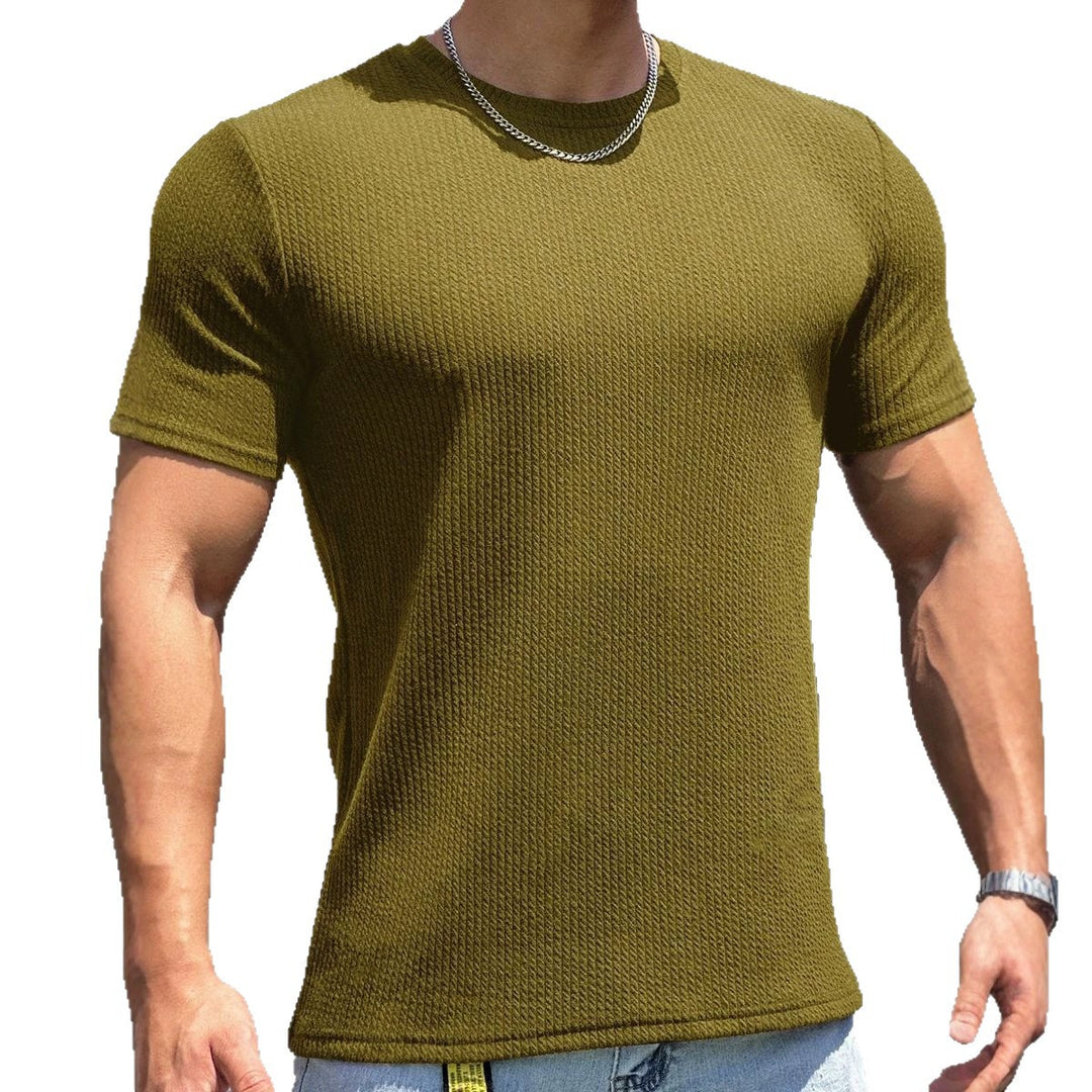 Herren strukturiertes T-Shirt in schlanker Passform mit Rundhalsausschnitt Drune