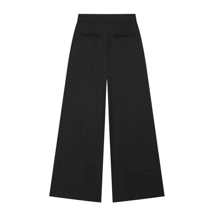 Damen 30+ elegante High‑Waist Culottehose mit Vordernaht, Bundfalte und weitem Bein Drune