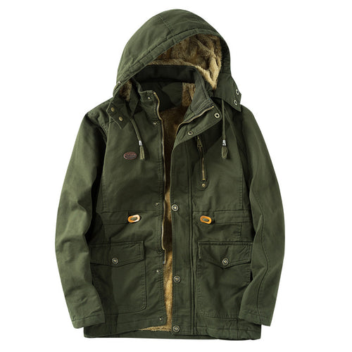 Herren Thermo-Canvasparka mit Kunstfell-Innenfutter, Kapuze und Multifunktions-Taschen Drune