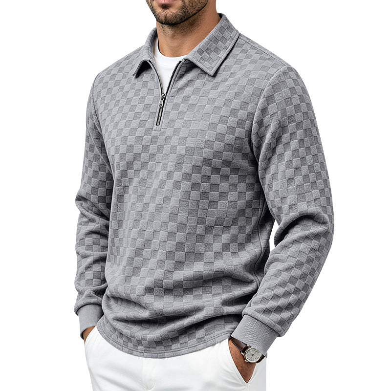 Herren Strukturierter Strickpullover mit Troyer-Kragen und halbem Reißverschluss Drune