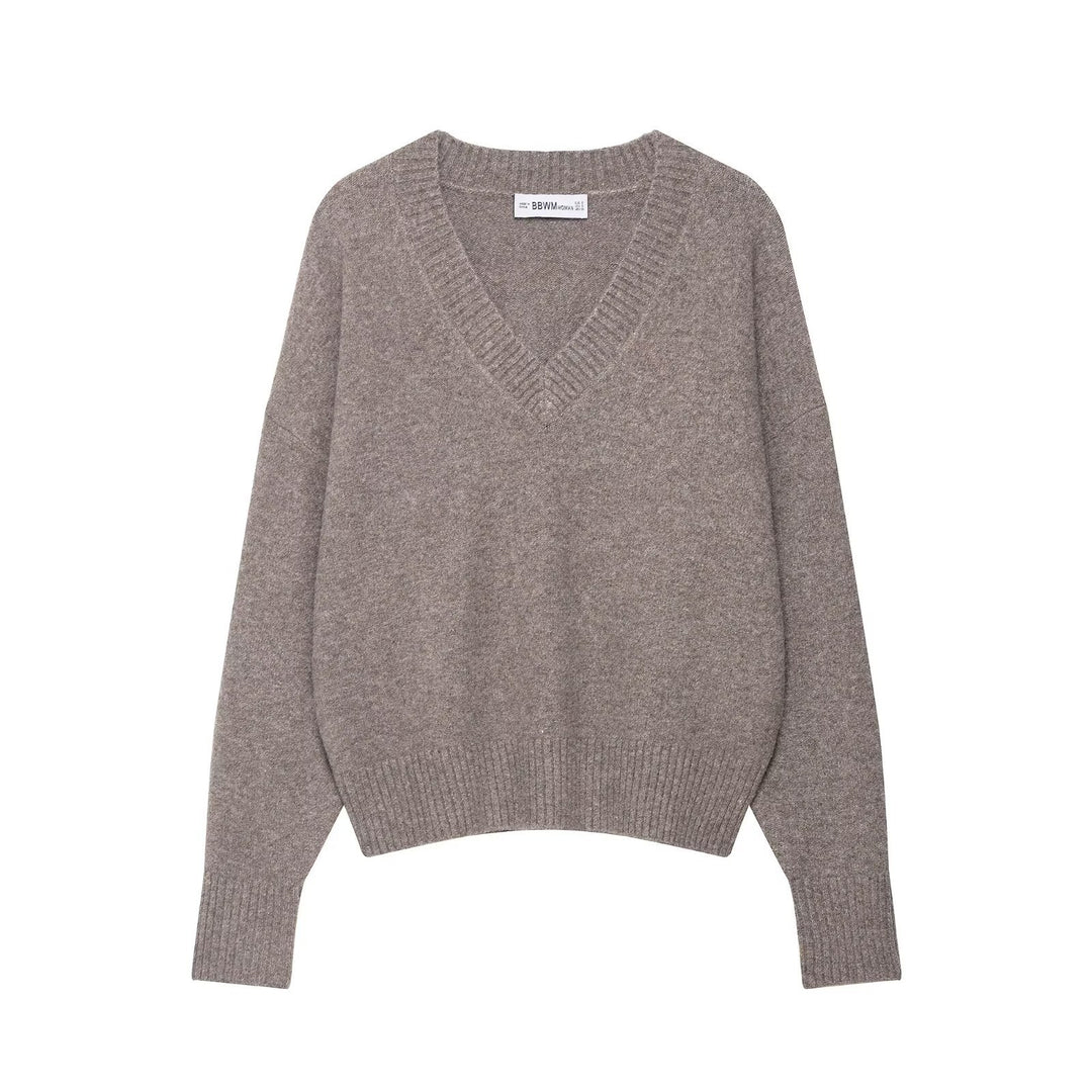 Damen Cozy V-Ausschnitt Pullover aus hochwertiger Merinowolle Drune