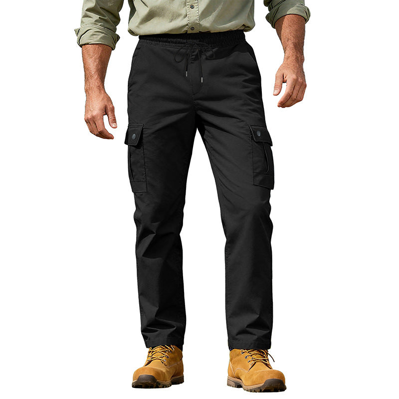 Herren nan robuste Freizeit-Cargohose mit elastischem Bund Tunnelzug und Mehrfachtaschen Drune