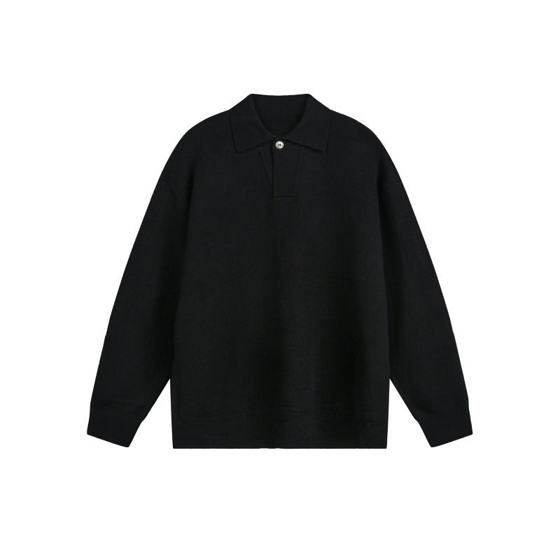 Herren Lockerer Strick-Polo-Pullover mit Knopfblende und Oversize-Schnitt Drune