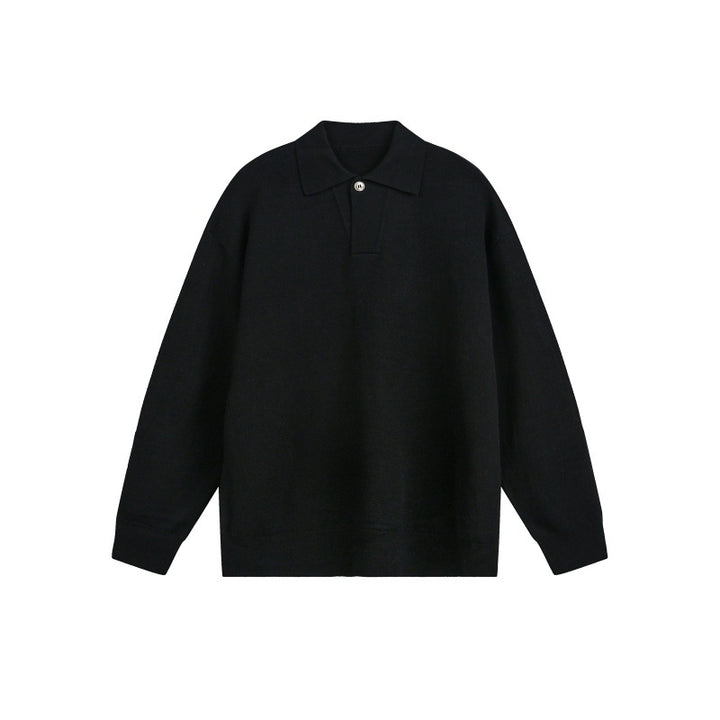 Herren Lockerer Strick-Polo-Pullover mit Knopfblende und Oversize-Schnitt Drune