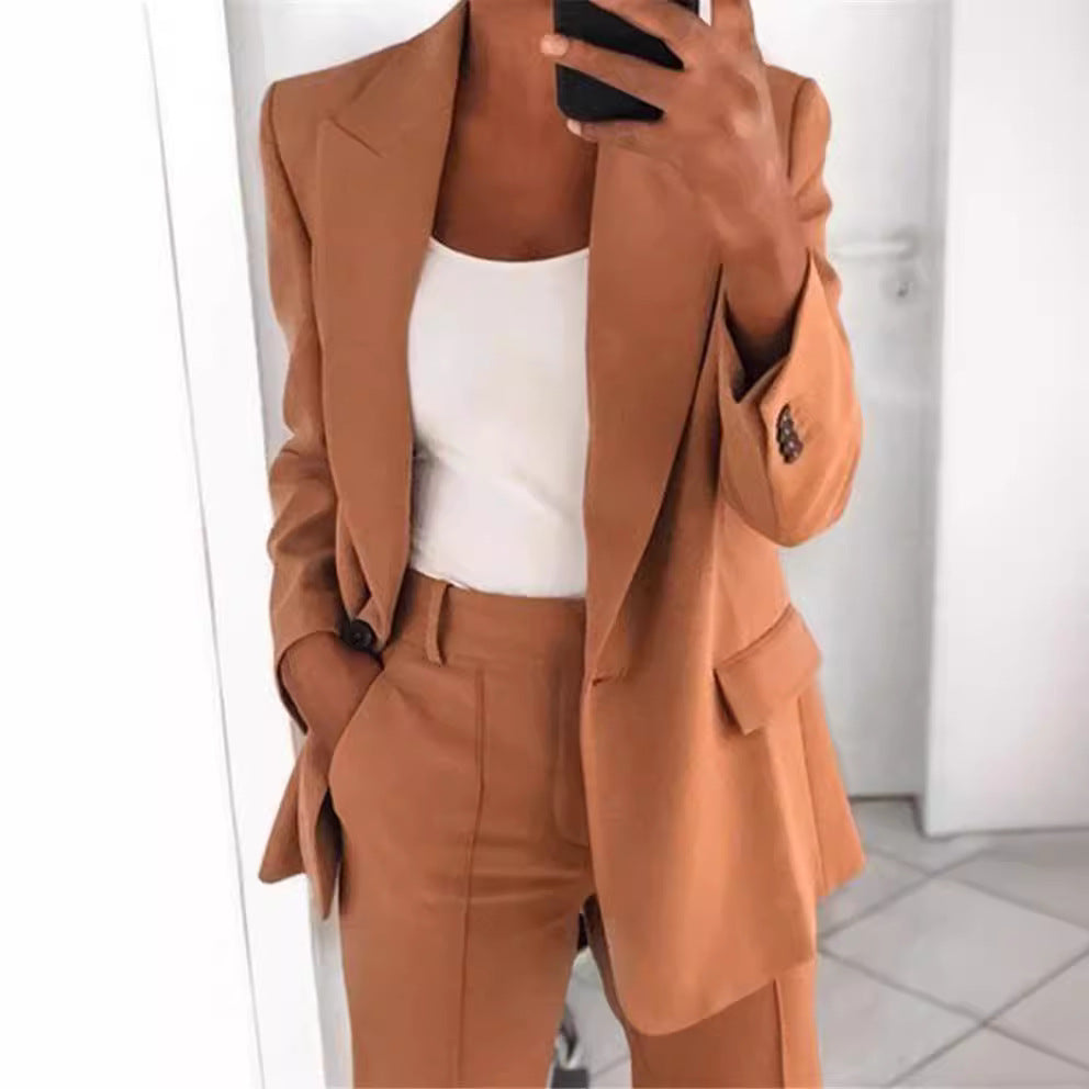 Damen nan Business-Blazer-Set mit strukturierter Oversize-Silhouette, Reverskragen und Bundfaltenhose Drune