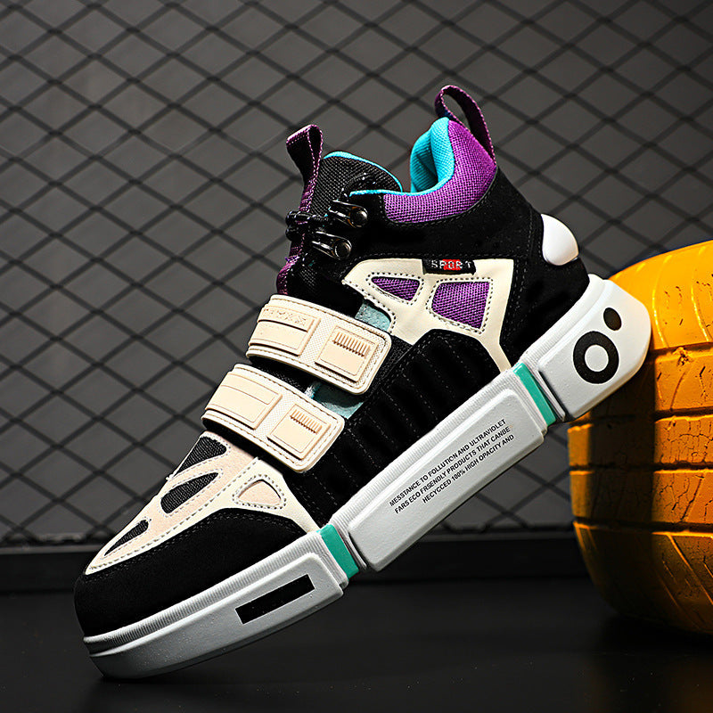 Herren High-Top Chunky-Sneaker mit Doppel-Klettverschluss, gepolstertem Knöchelkragen und markanter Blocksohle Drune