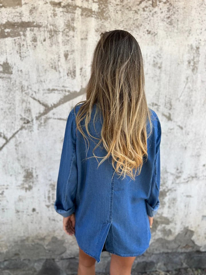 Drune | Reversanzugkragen Denim Mid Length Jacke