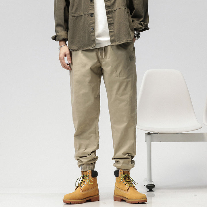 Herren Konisch geschnittene Utility-Joggerhose aus Baumwoll-Twill mit elastischem Bund und Kordelzug Drune