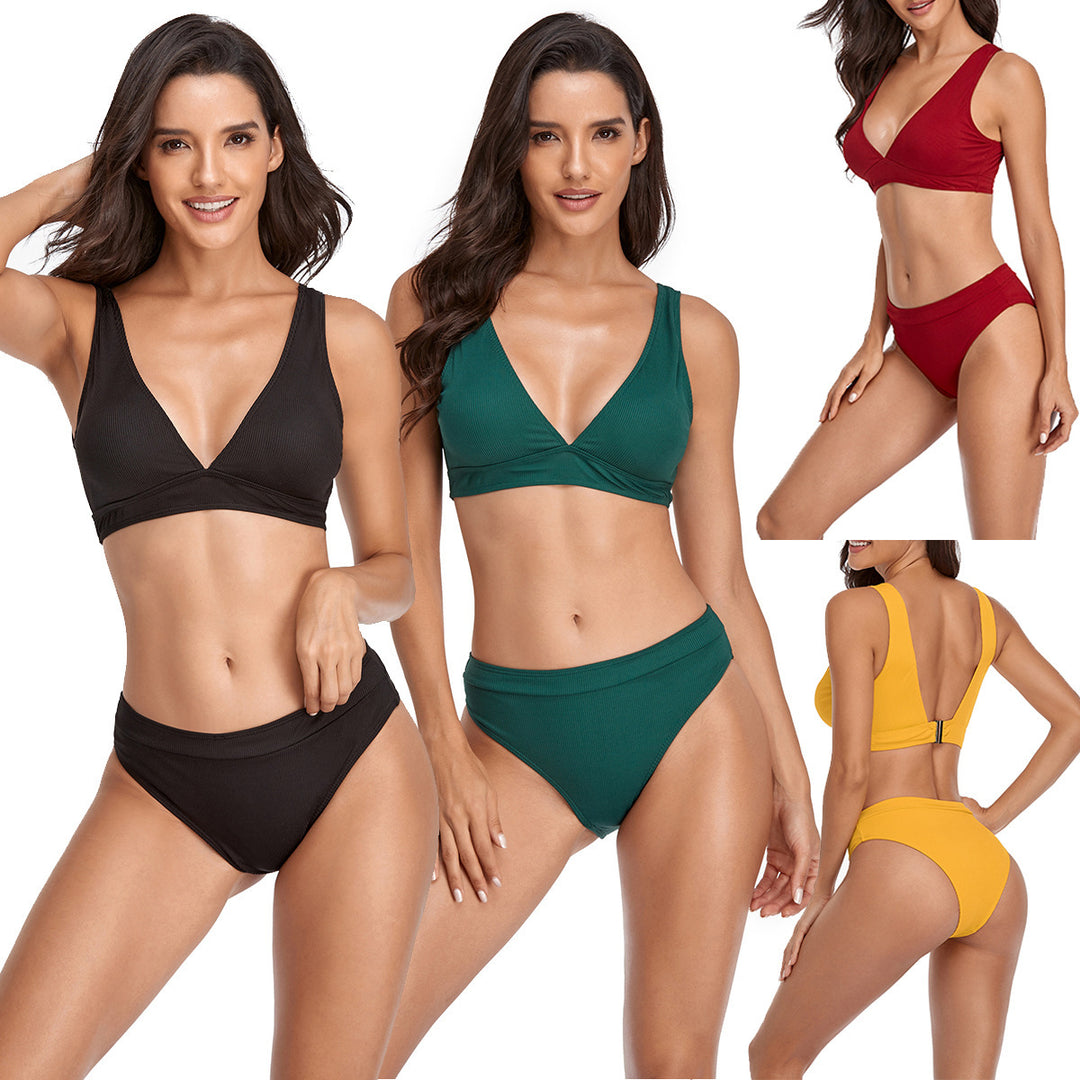 Damen Triangel-Bikini-Set mit modischem Schnitt und hohem Bund Drune