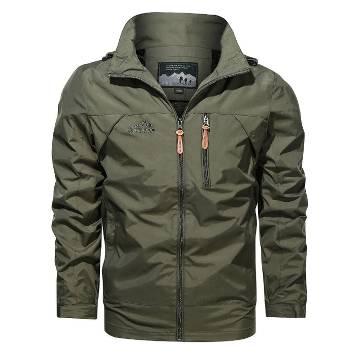 Herren nan leichte wasserabweisende Softshell Outdoorjacke mit Kapuze Brusttasche Drune