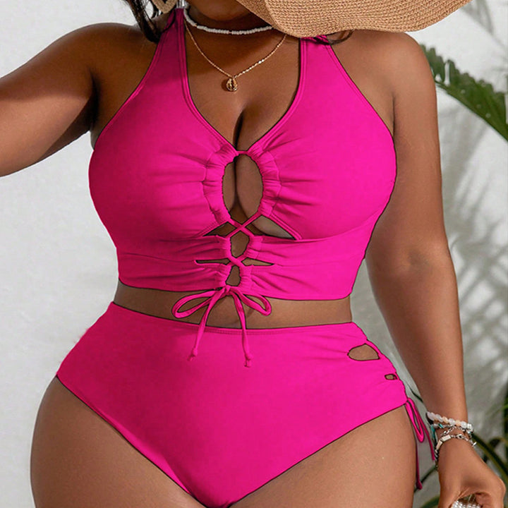 Damen Hochgeschnittener Bikini mit verstellbaren Schnüren Drune