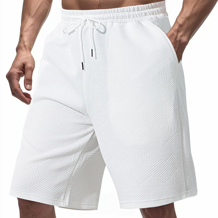 Herren nan knielange Textur-Badeshort mit elastischem Kordelbund und seitlichen Eingrifftaschen Drune