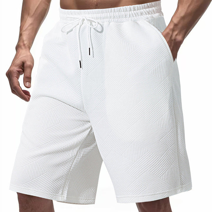 Herren nan knielange Textur-Badeshort mit elastischem Kordelbund und seitlichen Eingrifftaschen Drune
