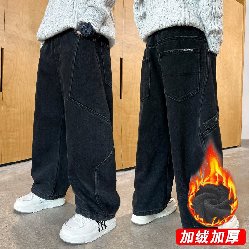 Unisex weite Cargo-Jeans mit kreativen Nähten Drune