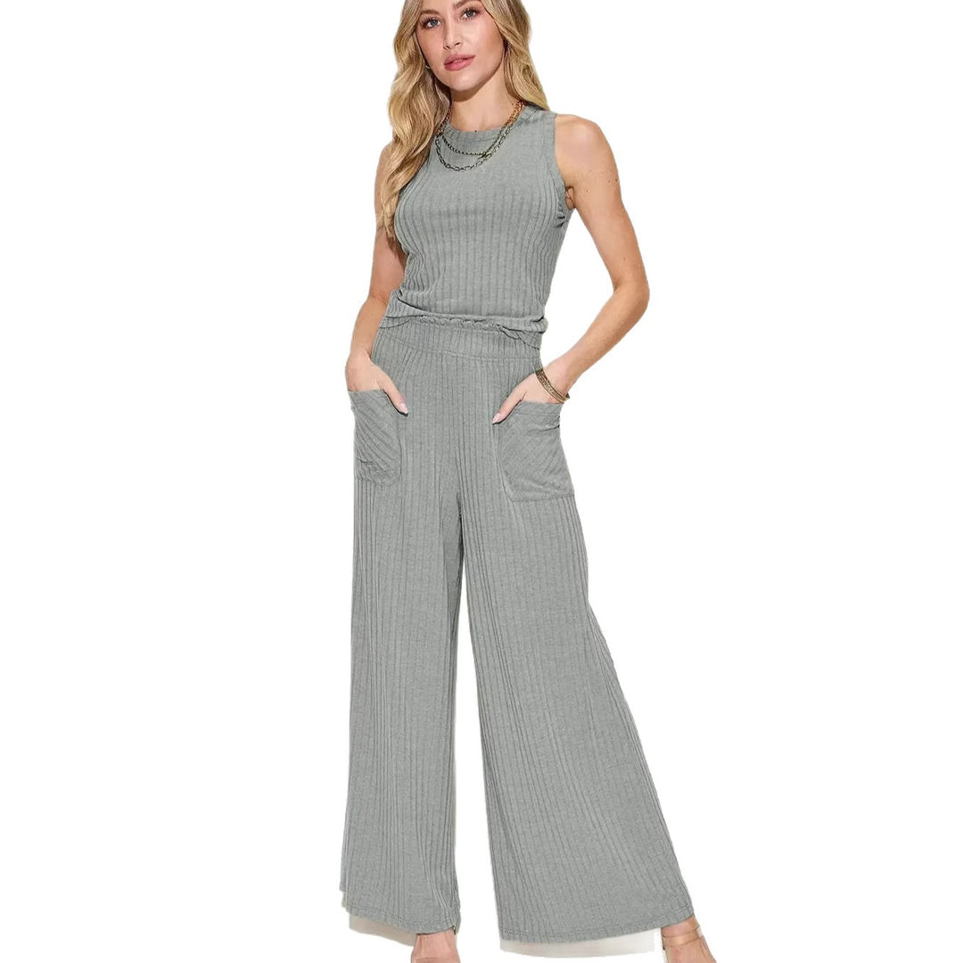 Damen lässiger Overall mit weitem Bein und praktischen Taschen Drune