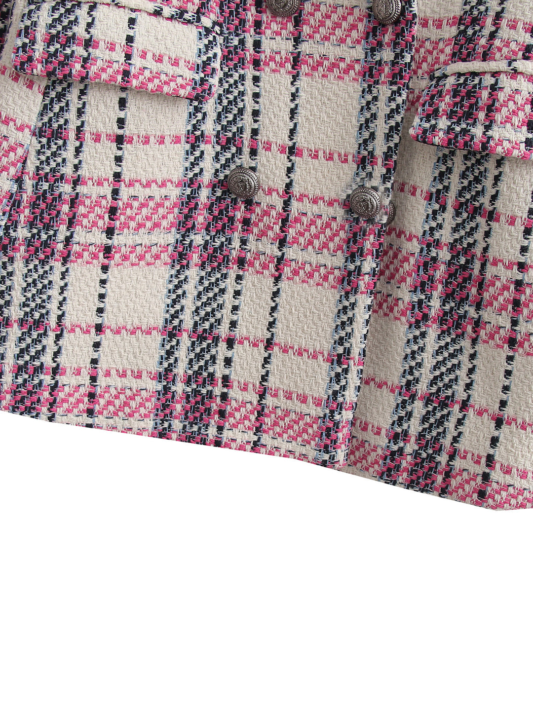 Damen Bouclé-Tweed Longblazer mit Doppelreihigem Verschluss und Pattentaschen Drune