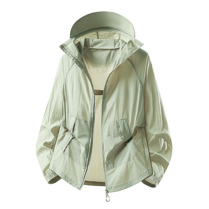 Damen Leichte winddichte Kapuzen‑Übergangsjacke mit verstellbarer Kapuze, Zwei‑Wege‑Reißverschluss & praktischen Klappentaschen Drune