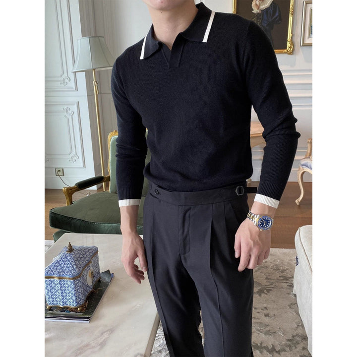 Herren Modisches Strickpullover mit Polokragen Drune
