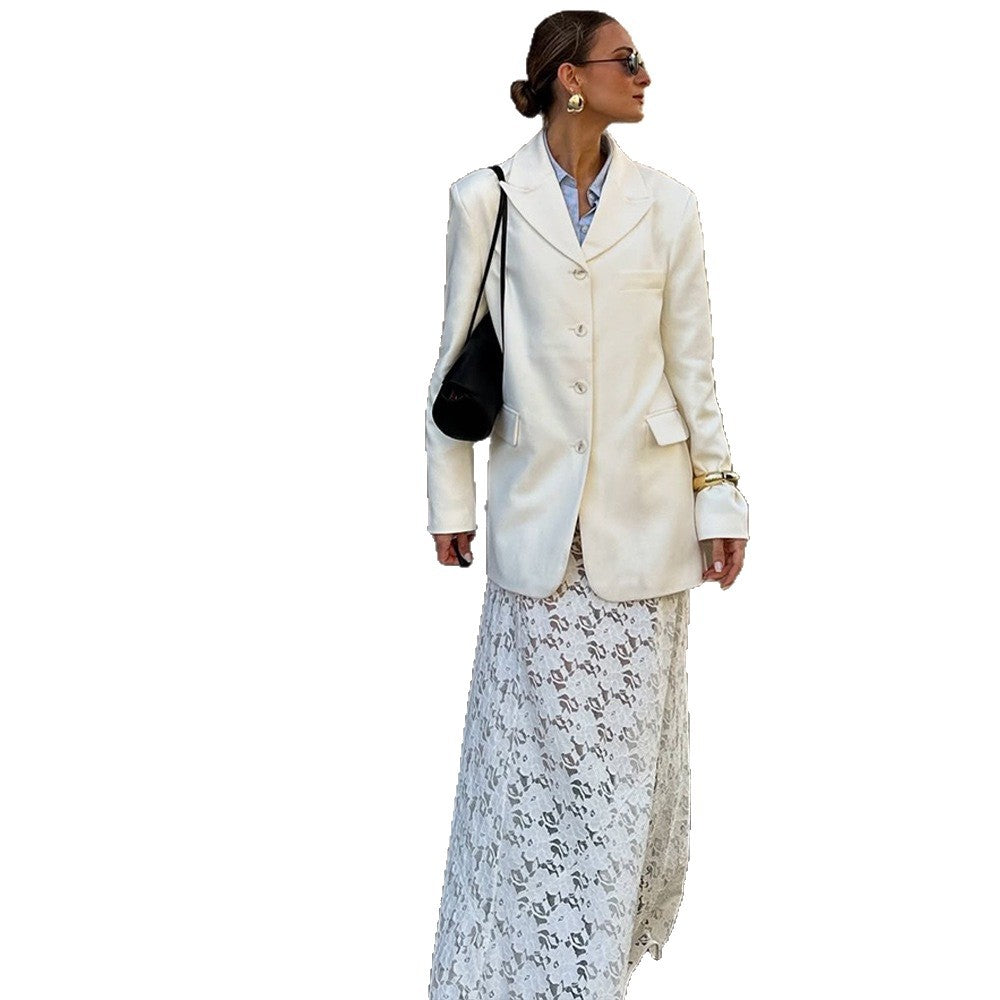 Damen Spitzenmaxirock mit elegantem tailliertem Schnitt und hochwertigem Material Drune