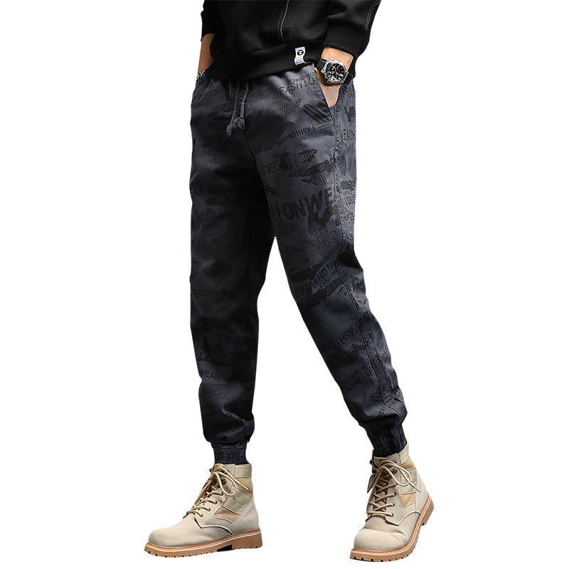 Herren Cargohose im Joggerstil mit Camouflage‑Print, Elastischem Tunnelzugbund und Klappentaschen Drune