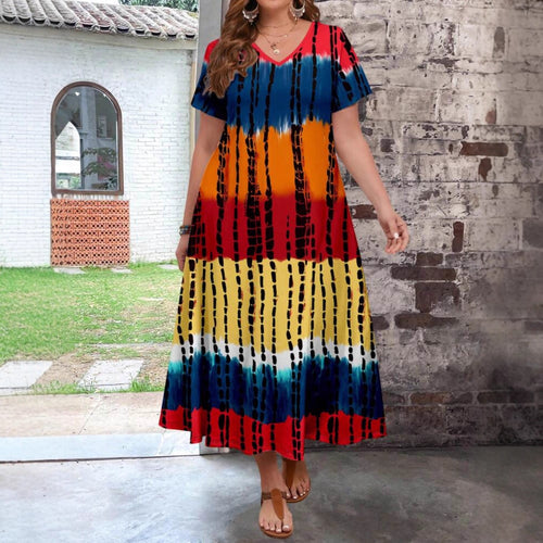 Damen Maxikleid mit modernem Farbverlauf und grafischem Muster Drune
