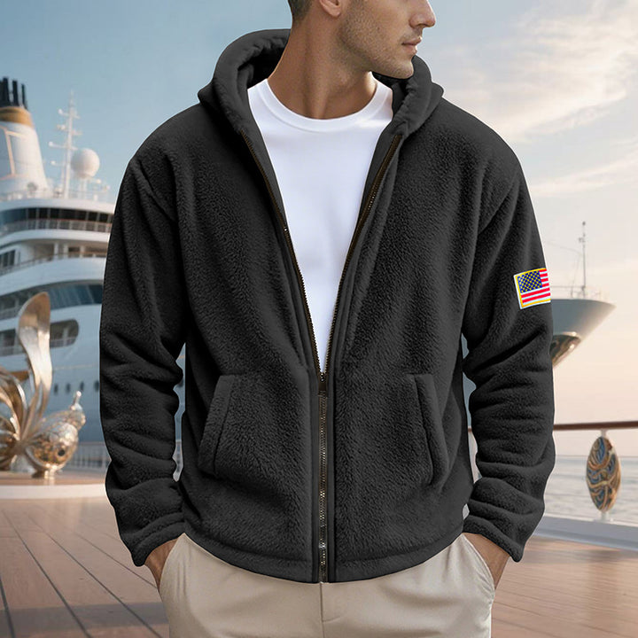 Herren gemütlicher Kapuzenpullover aus weichem Fleece mit bequemem Schnitt Drune