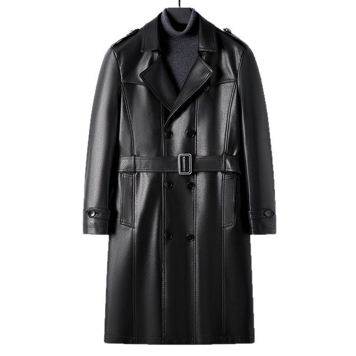 Herren Moderner Kunstleder Trenchcoat Drune
