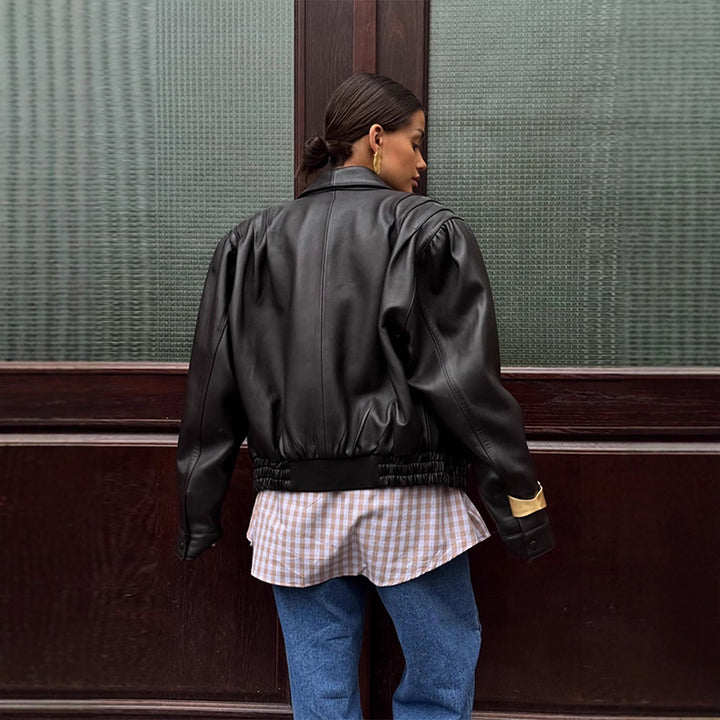 Damen Oversized Lederblazer Drune