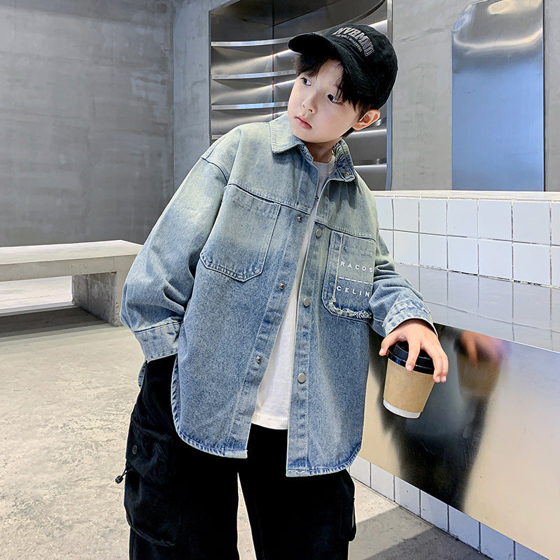 Unisex moderne Denim-Hemdjacke Drune