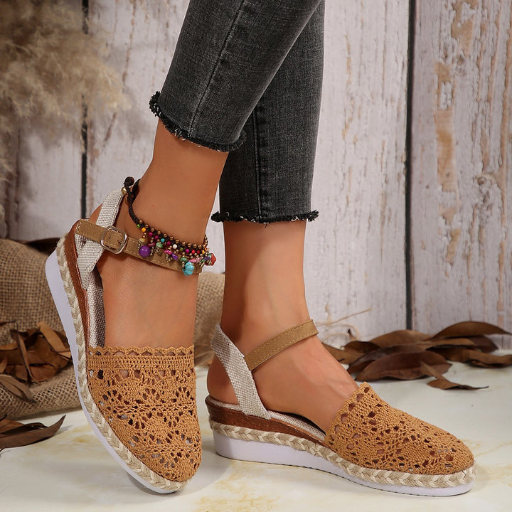 Damen Häkel-Ankelriemen-Espadrilles Drune