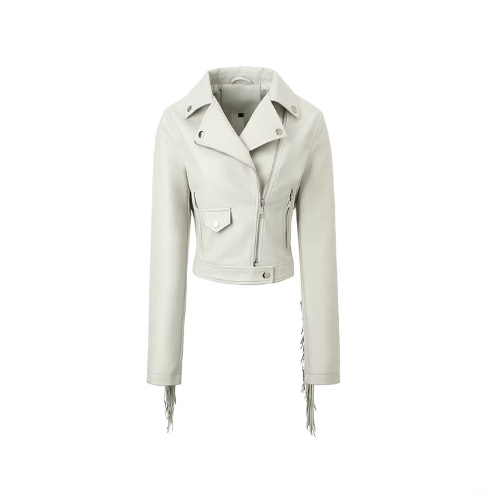 Damen Modische Cropped Bikerjacke Drune