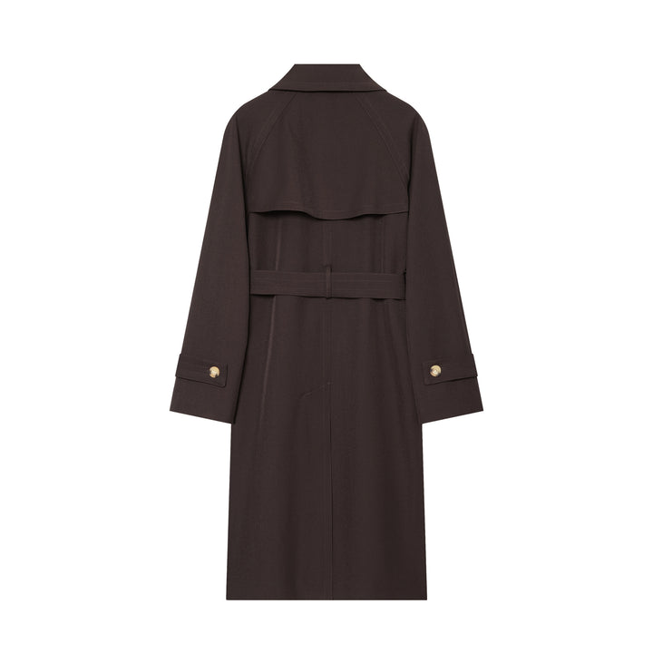 Damen nan eleganter Utility-Trench mit breitem Revers, Bindegürtel und aufgesetzten Pattentaschen Drune