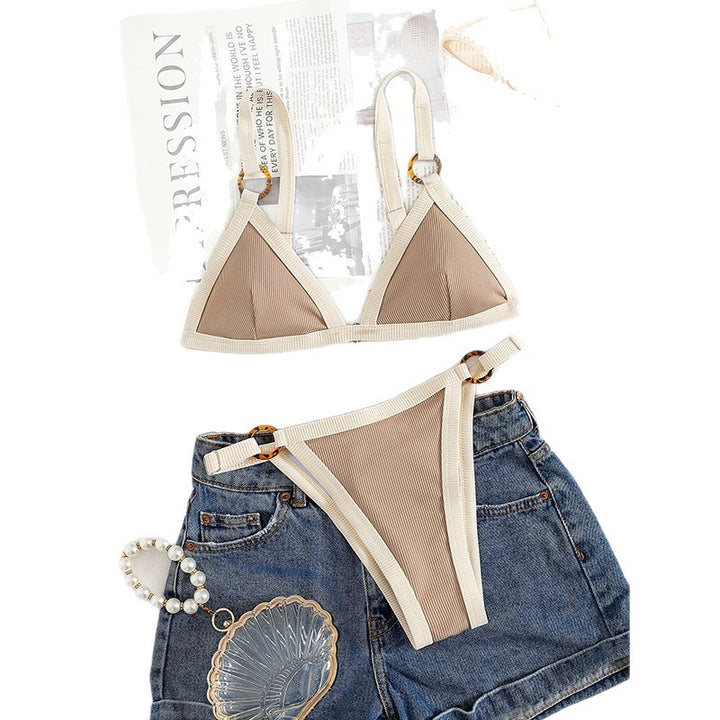 Damen Triangel-Bikini mit eleganten Ringdetails und verstellbaren Trägern Drune