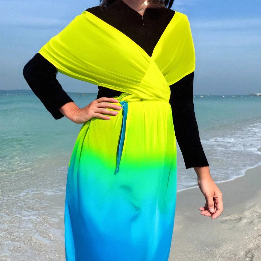 Damen Strandkleid mit Wickel- und Farbverlauf Drune