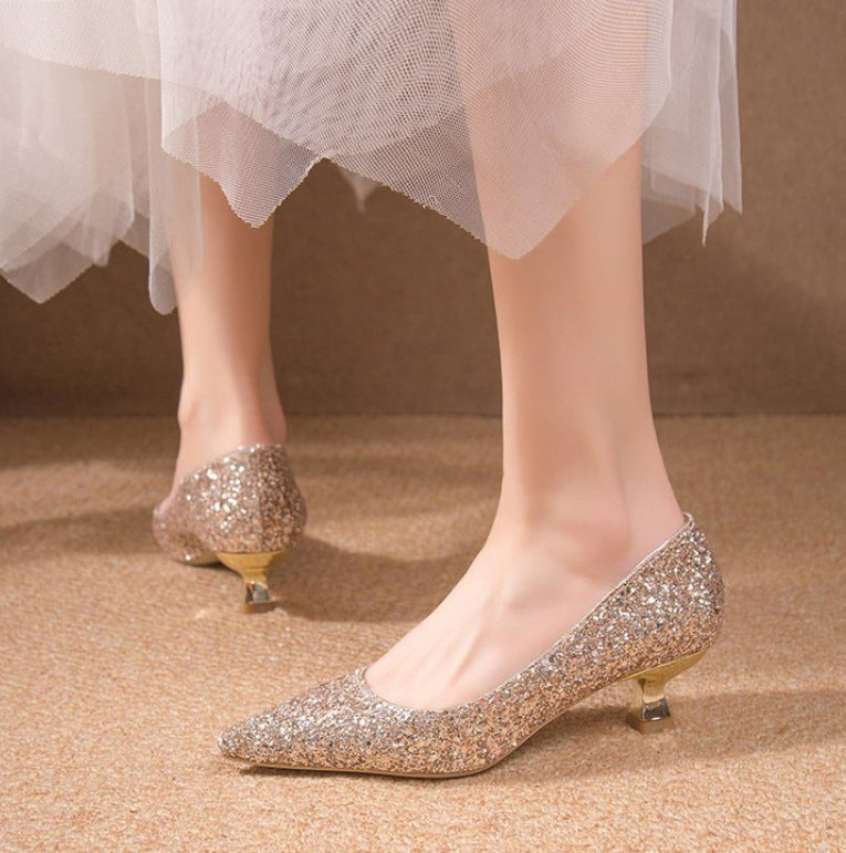 Damen elegante glitzernde Pumps mit spitz zulaufender Form Drune