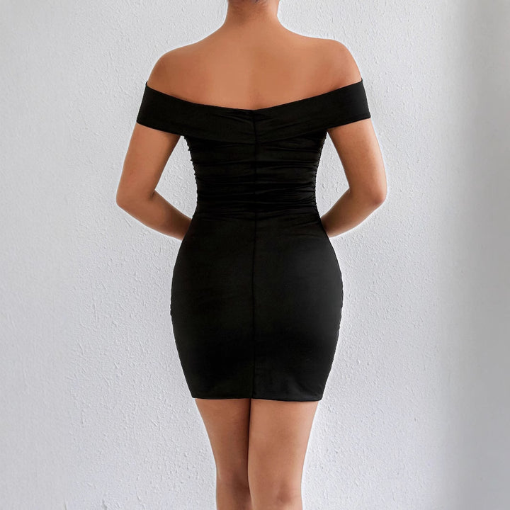 Damen Asymmetrisches Minikleid mit komfortabler Raffung und schulterfreiem Design Drune