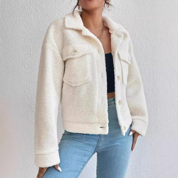 Damen Kuschelige Fleecejacke im stylishen Design mit Taschen Drune