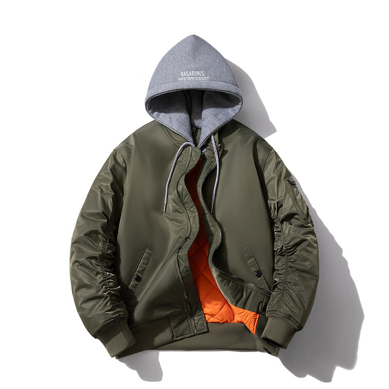 Herren Wattierte Bomberjacke mit Stehkragen, Kammerschnitt und Ärmeltasche Drune