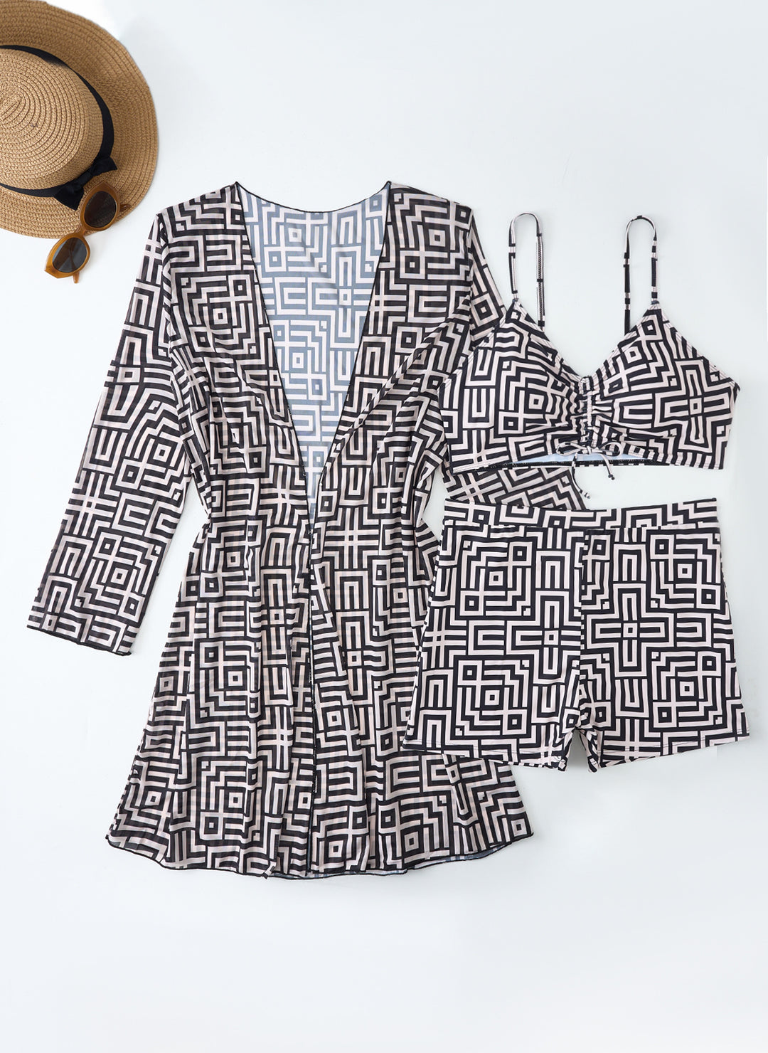 Damen Bademode-Set mit stylischem Kimono und Shorts Drune